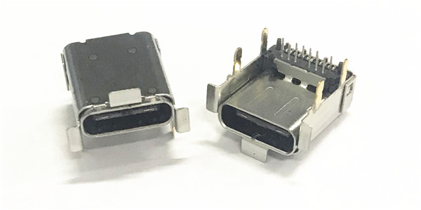 USB TYPE C母座 中心高3.4 板上双外壳 LCP黑色