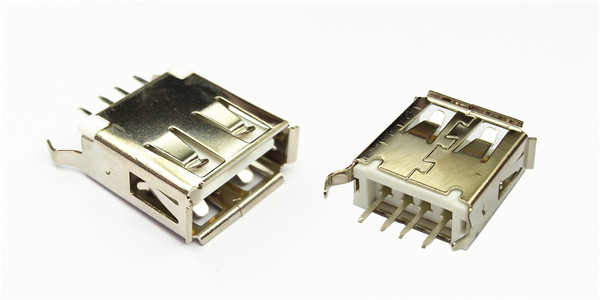 单层USB2.0 AF 180度DIP 13.70H SUS螃蟹脚15.60mm 外壳48H盐雾端子24H盐雾 G.F PBT防火C环保