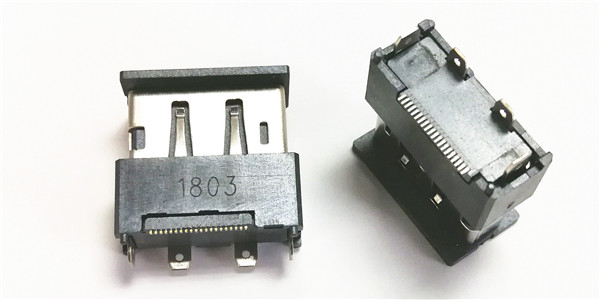 DP 180度16.7H SMT半金锡15u 带塑胶护套 外壳SUS带LOTES LOGO 端子半金雾锡15u 激光喷码 载带包装